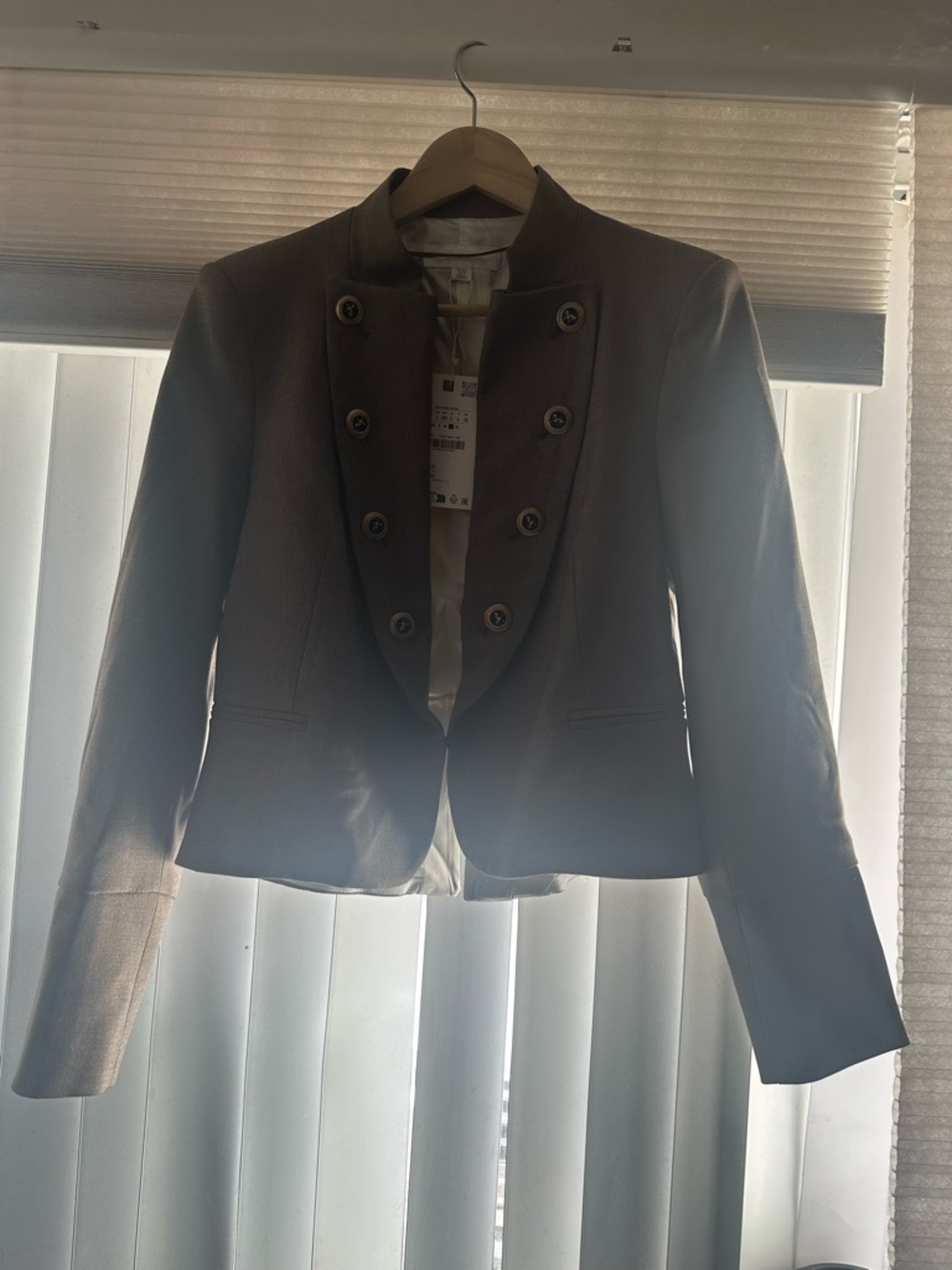 Zara Women's Double-Breasted Taupe Blazer